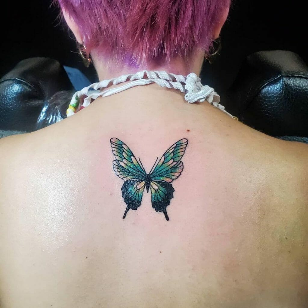 Small Green Butterfly Tattoo