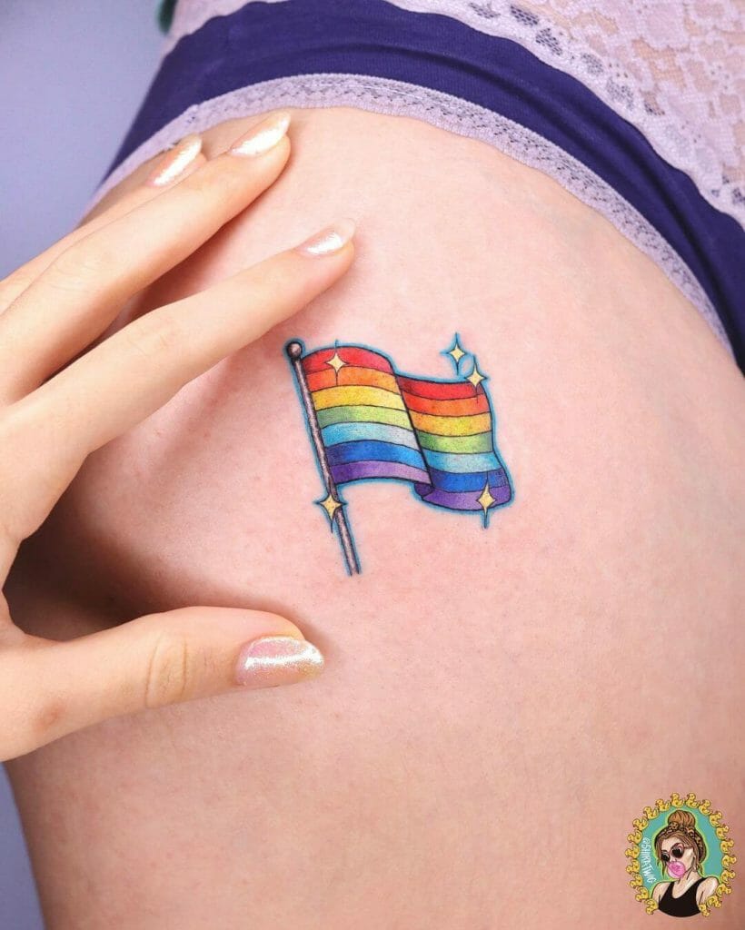 Small Minimalist Rainbow Flag Tattoo Ideas