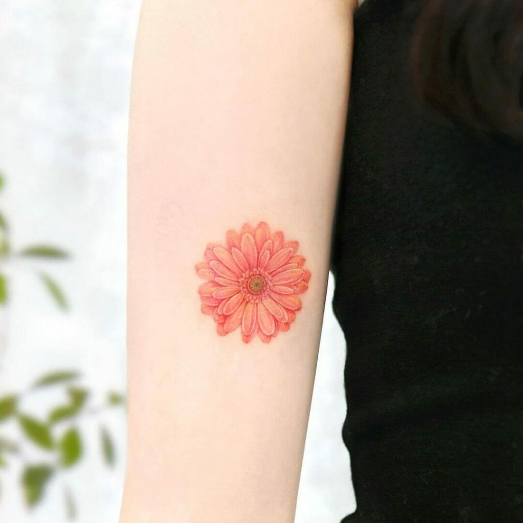 Small Orange Gerbera Daisy Tattoo