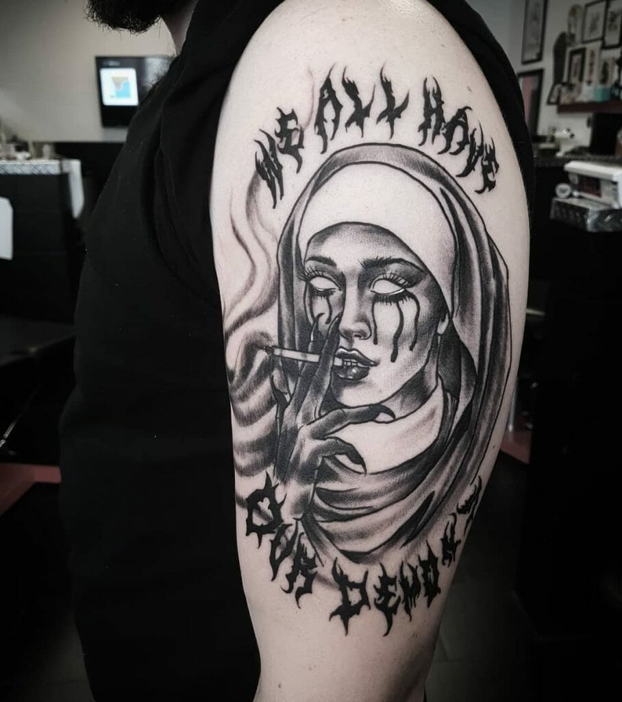 Smoking Hot Evil Nun Tattoo