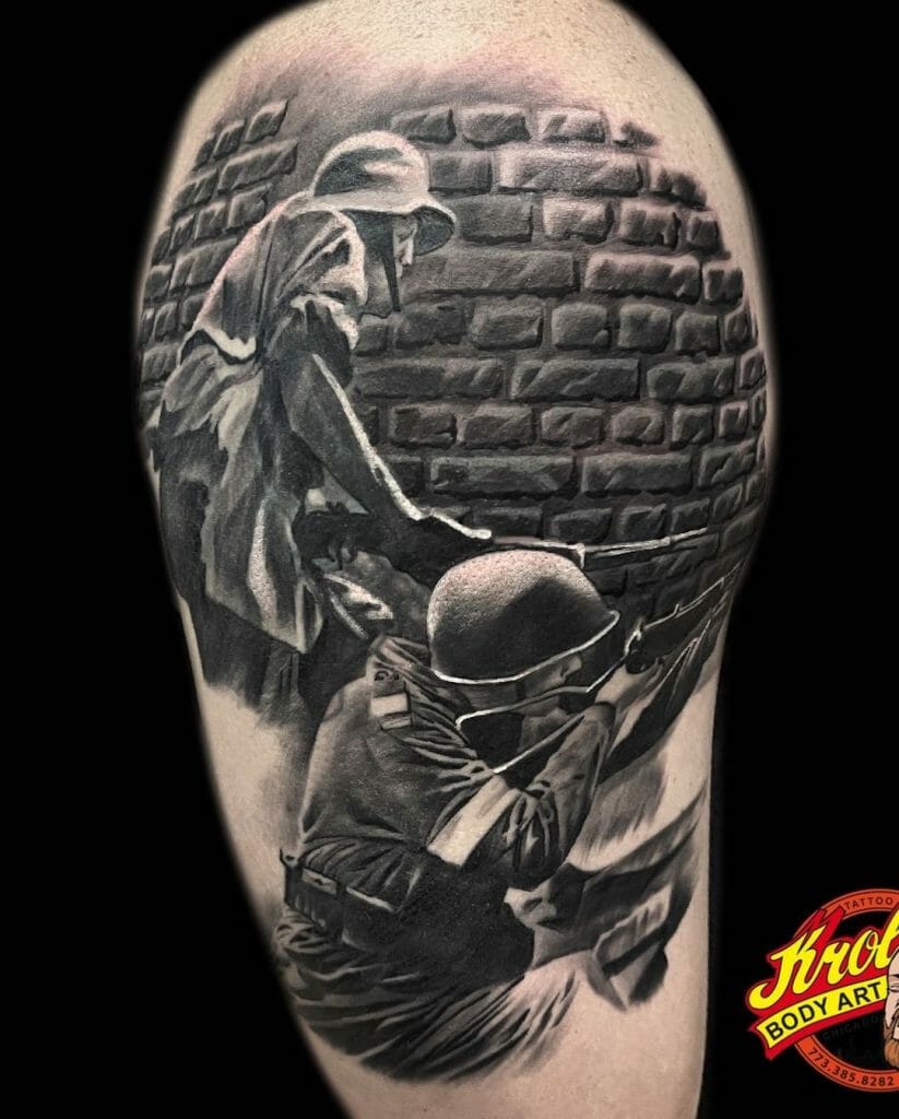 Soldiers in Trenches Army memorial tattoo