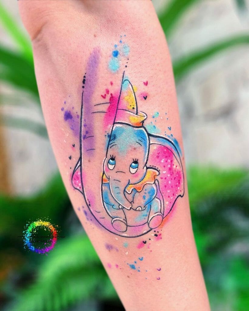 Sparkling Dumbo Tattoo With Mommy
