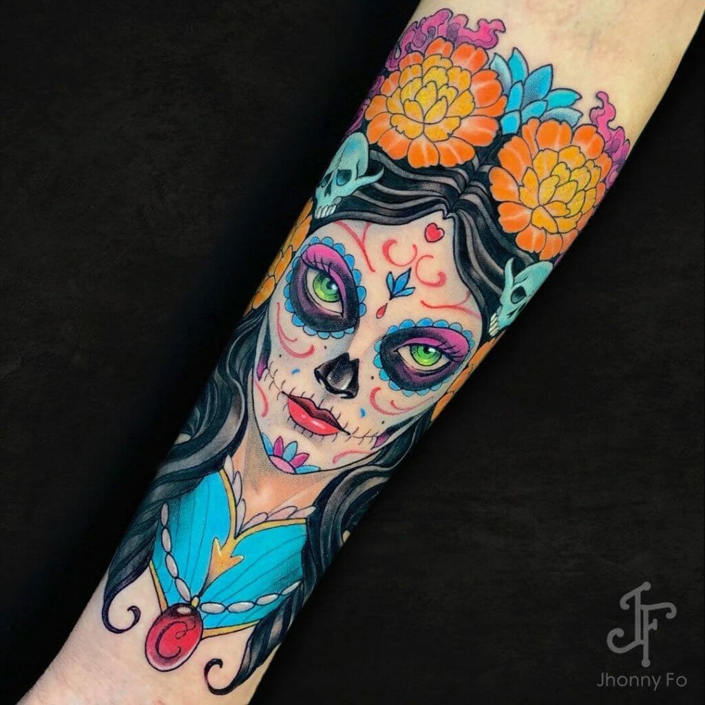Spirited Lady Mexican Tattoo Sleeve