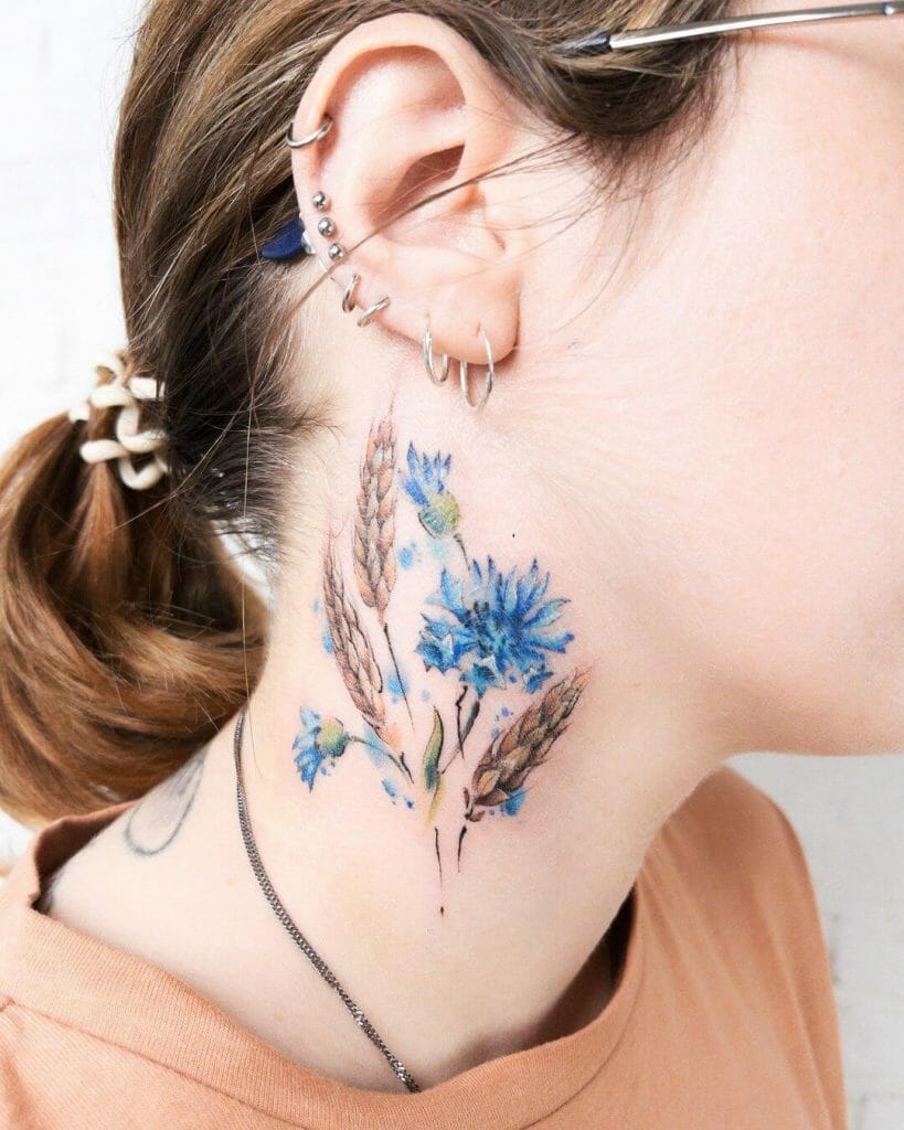 Stencil Watercolor Flower Tattoo