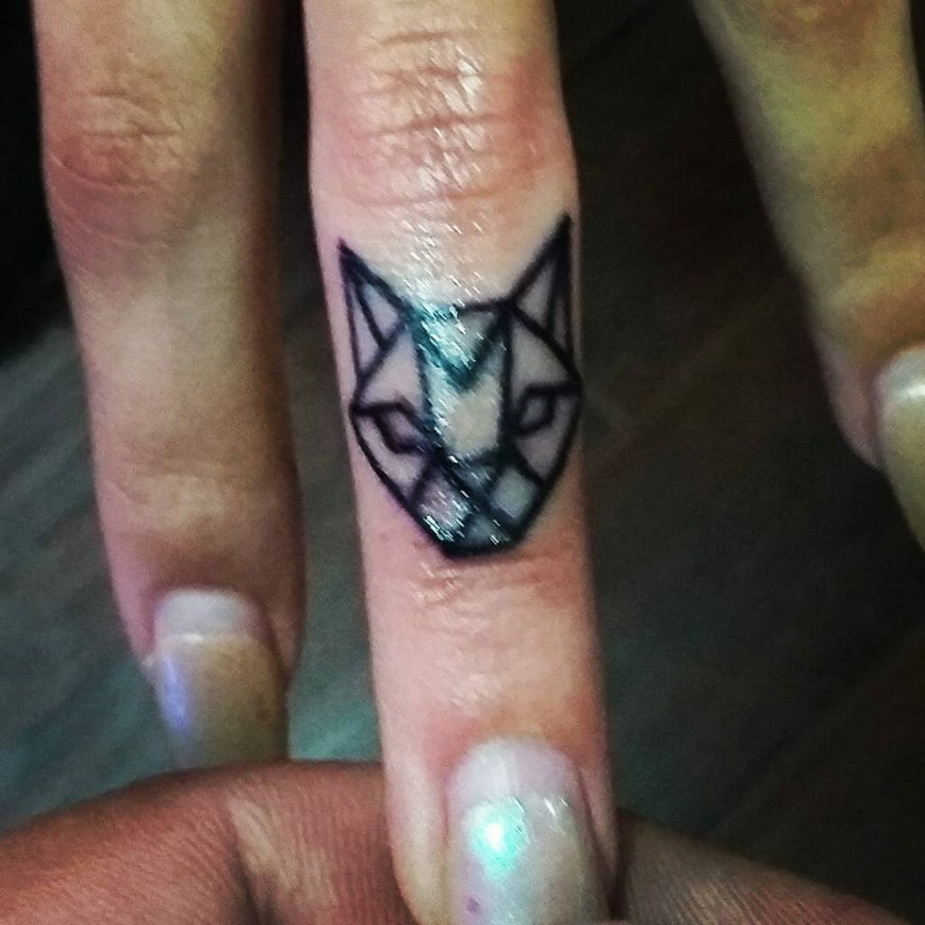 Symmetrical Finger Cat Tattoo