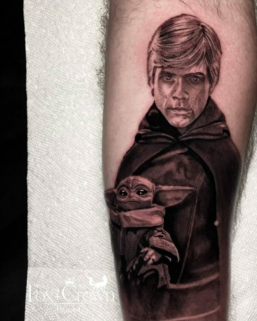Tattoo Ideas Of Grogu And The Legendary Luke Skywalker For 'Star Wars' Fans