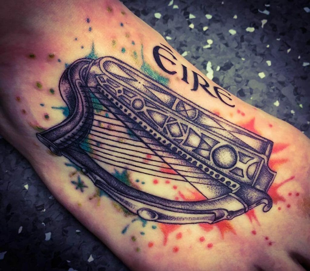 Tattoo of a Geometrical Harp