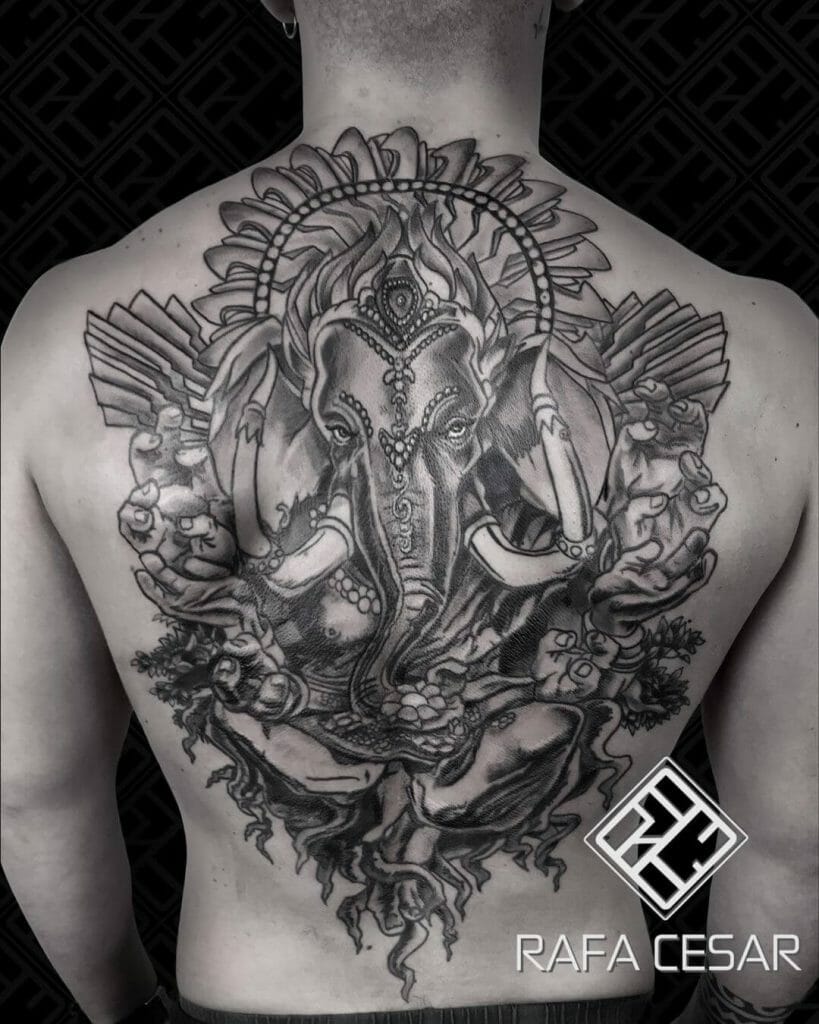 The Back Art Of Indian Culture Elephant Tattoo