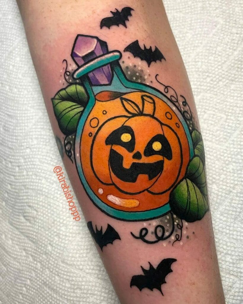 The Bottled up Evil Pumpkin Tattoo