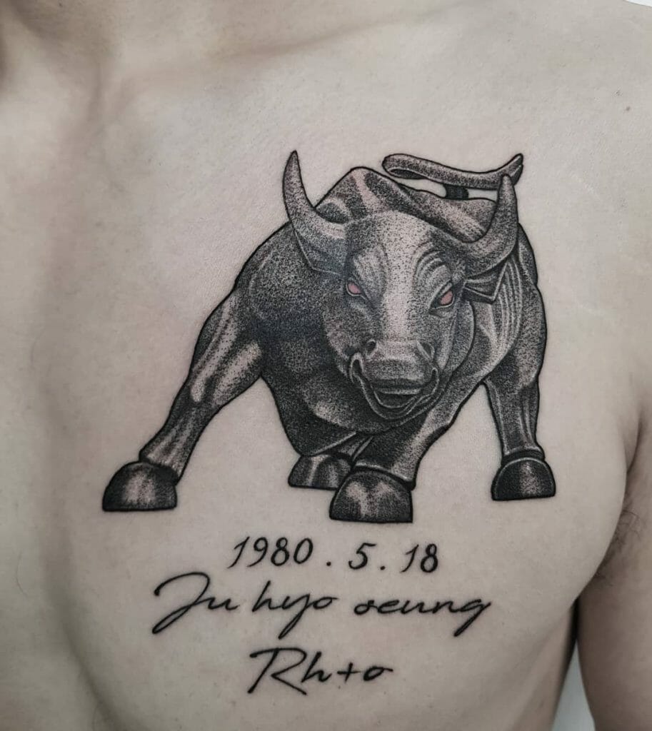 The Charging Bull Chest Tattoo