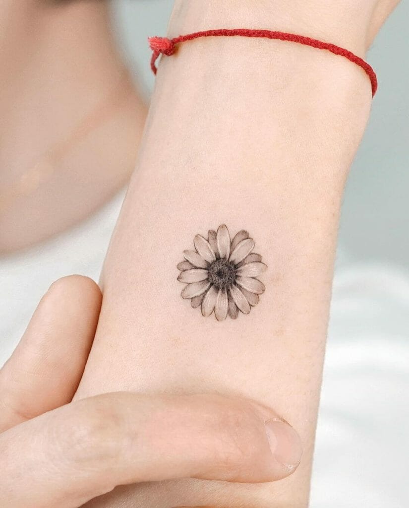 The Cute Black Ink Tiny Daisy Tattoos 