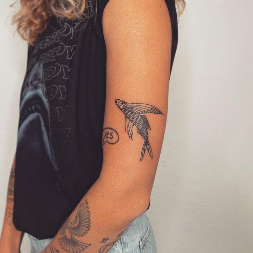 The Cute Flying Fish Tattoo