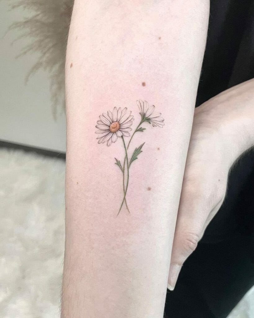The Delicate Daisy Flower Stem Tattoo