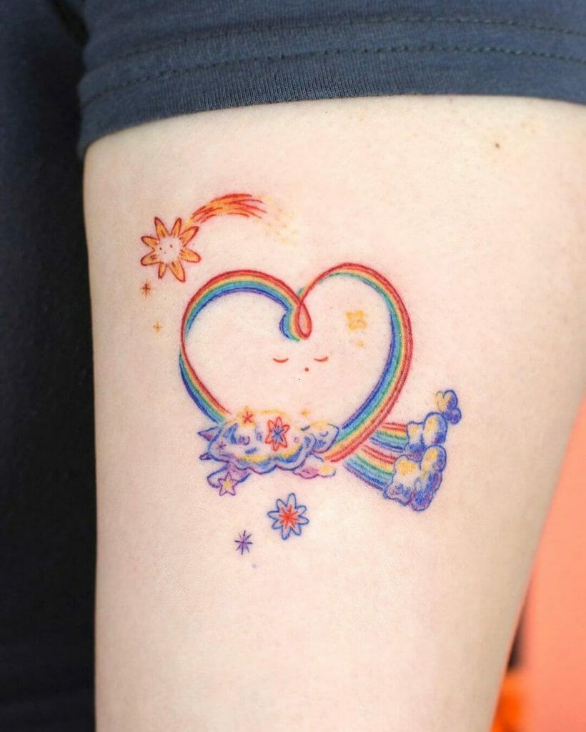 The Entwined Rainbow Heart Tattoo
