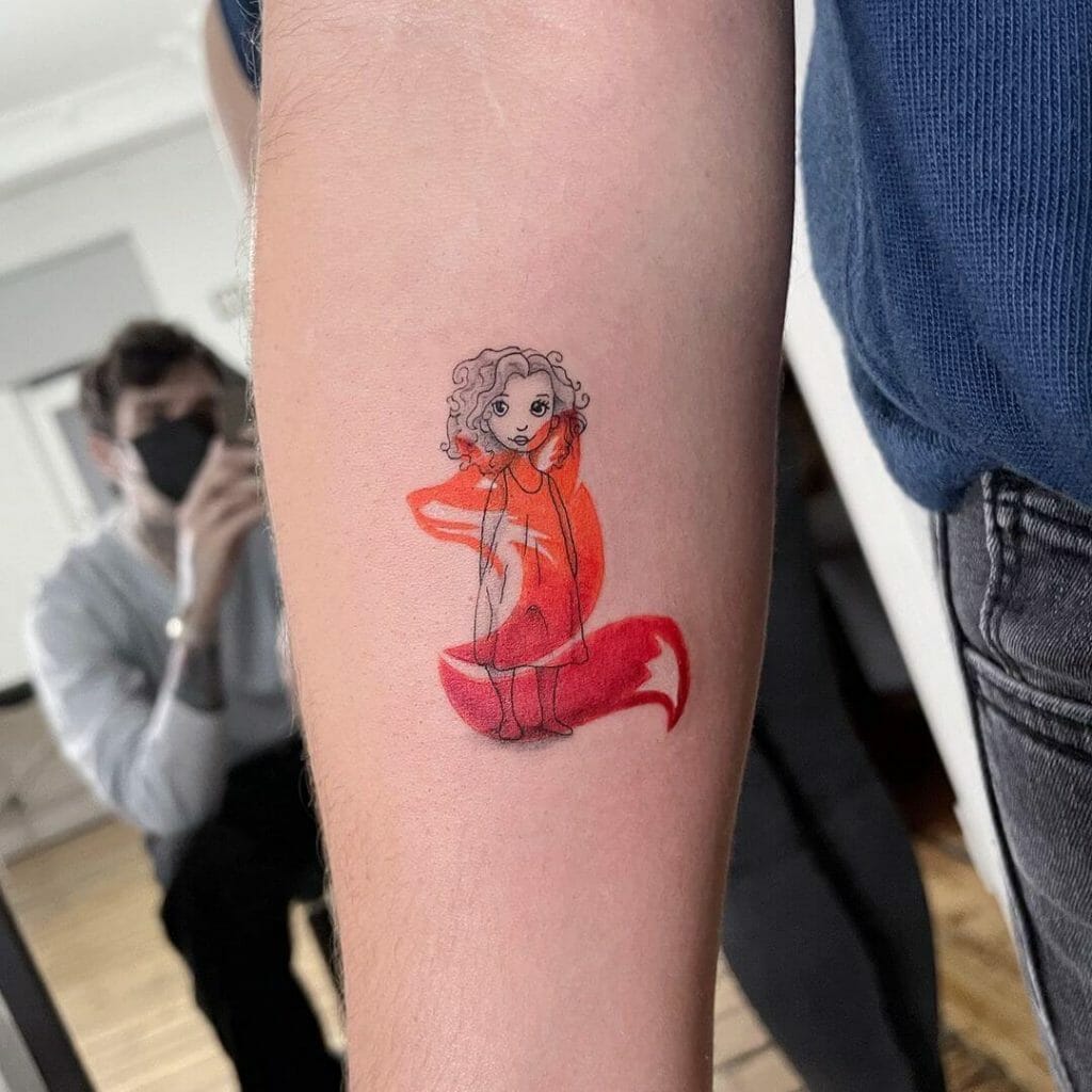 The Fox And The Girl Minimalist Tattoo