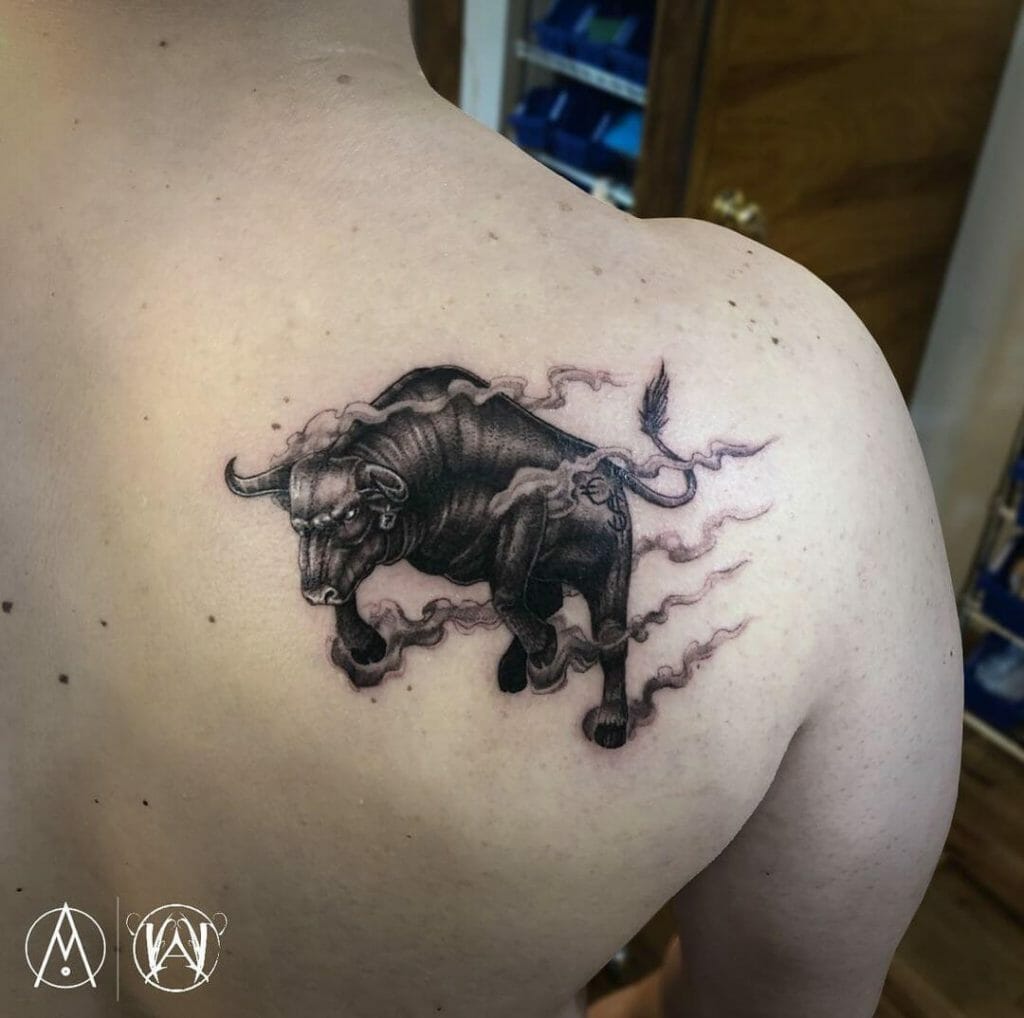 The Furious Tribal Bull Tattoo Design