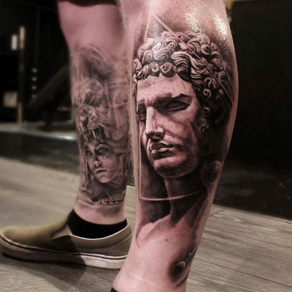 The Mesmerizing Greek Mythology Leg Sleeve Tattoo