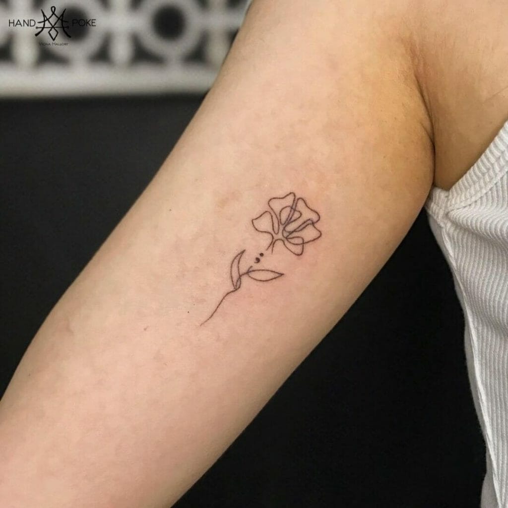 The Semi-Colon Project Flower Minimalist Tattoo
