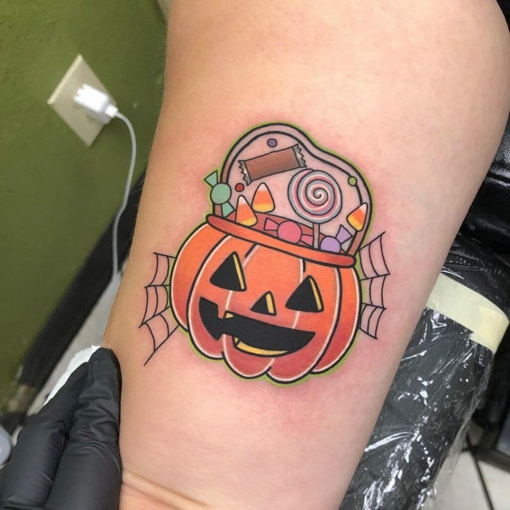 The Trick or Treat Carved Pumpkin Tattoo