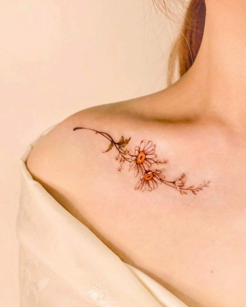 The White Daisies On The Collarbone Tattoo
