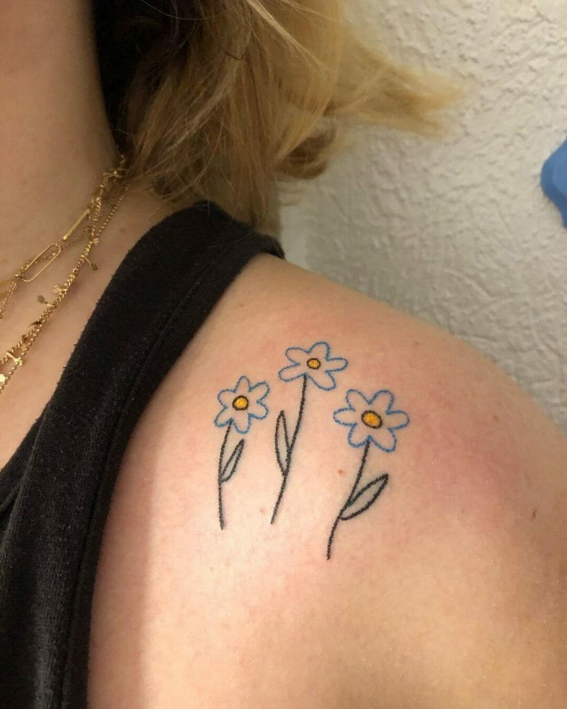 Three Simple Flowers Stick And Poke Tattoo
