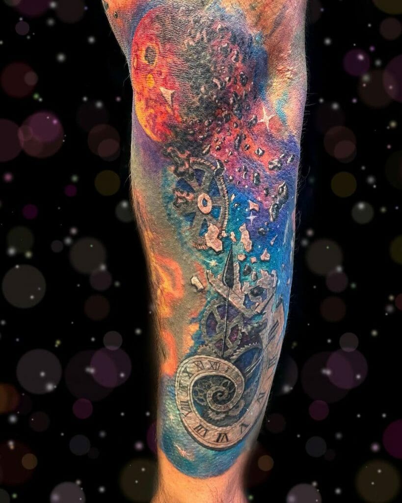 Time In Space Astronomy Clock Tattoo