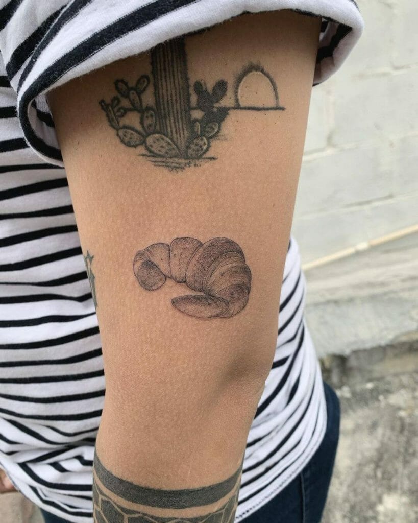 Toaster Croissant Tattoo For Upper Arm