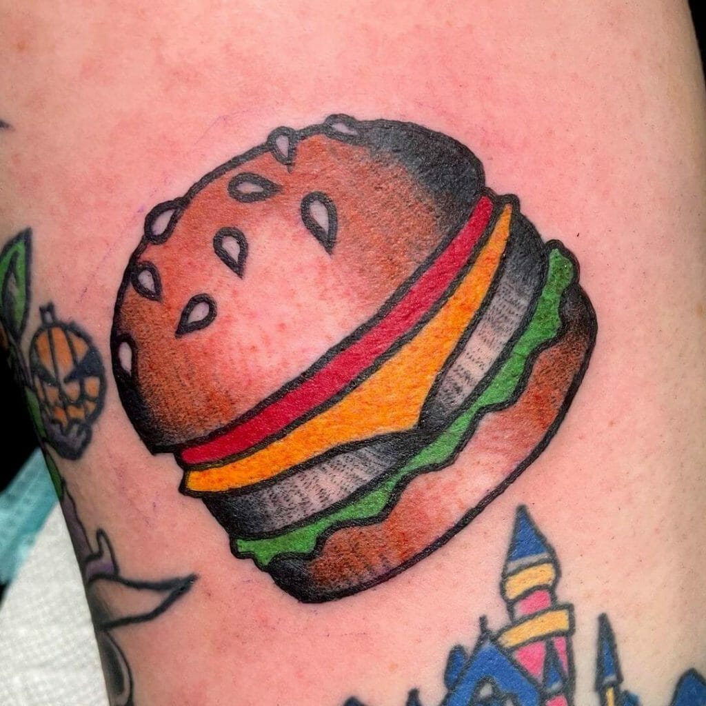 Traditional Cheeseburger tattoo