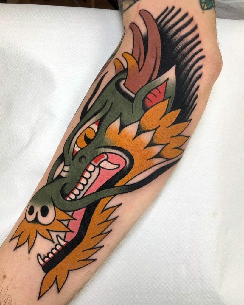 Traditional Tattoo Style Dragon Head
