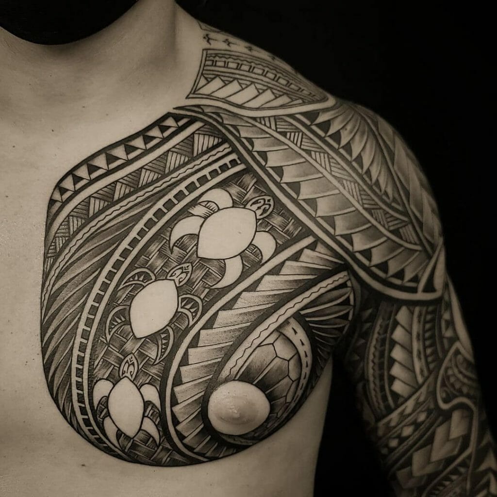 Tribal Chest Turtle Tattoo Design