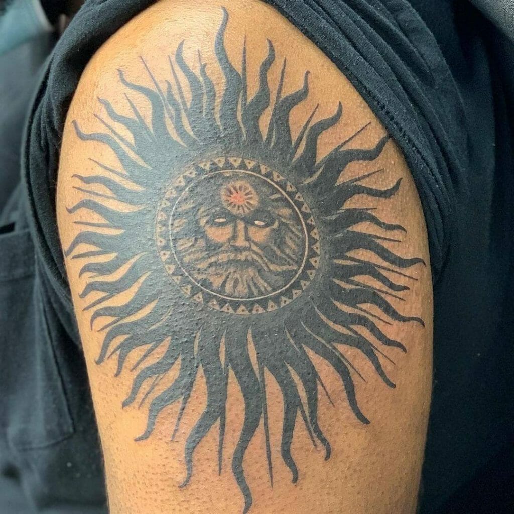 Tribal Sun Tattoo Of Hindu God