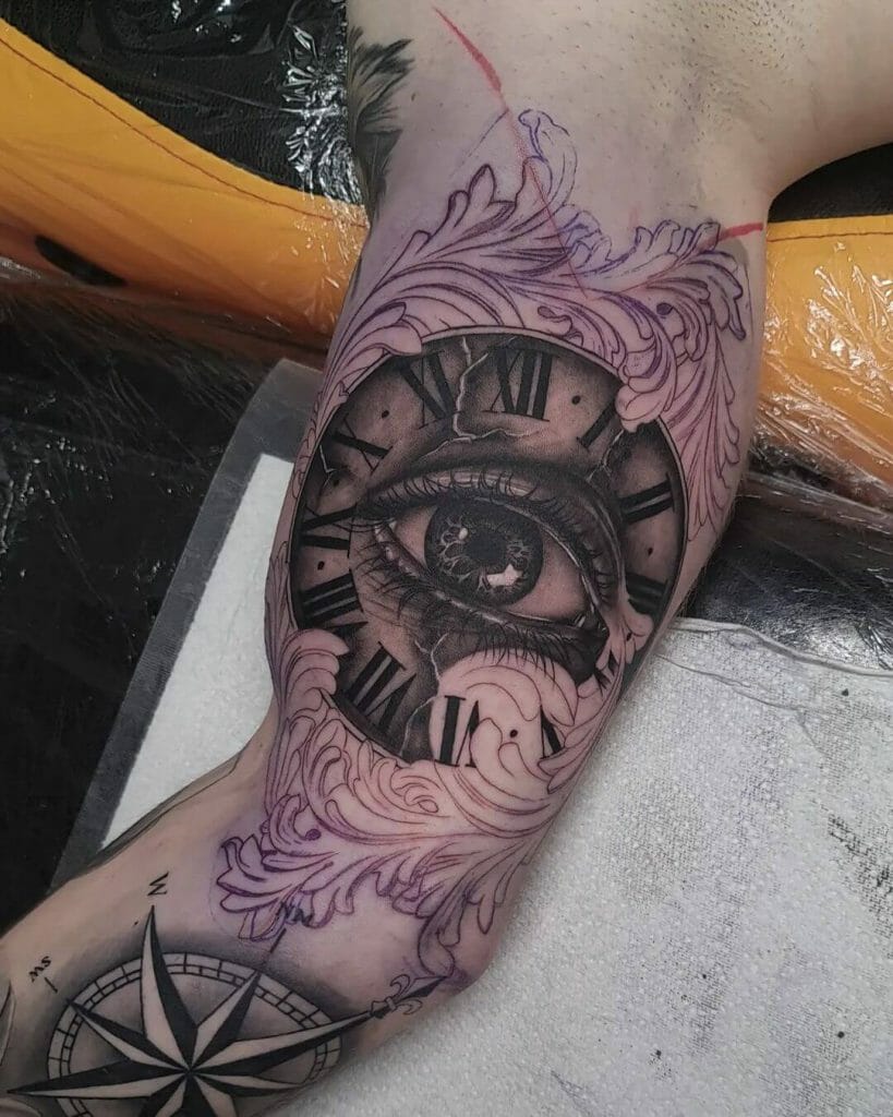 Ultra Realistic Eye Clock Tattoo
