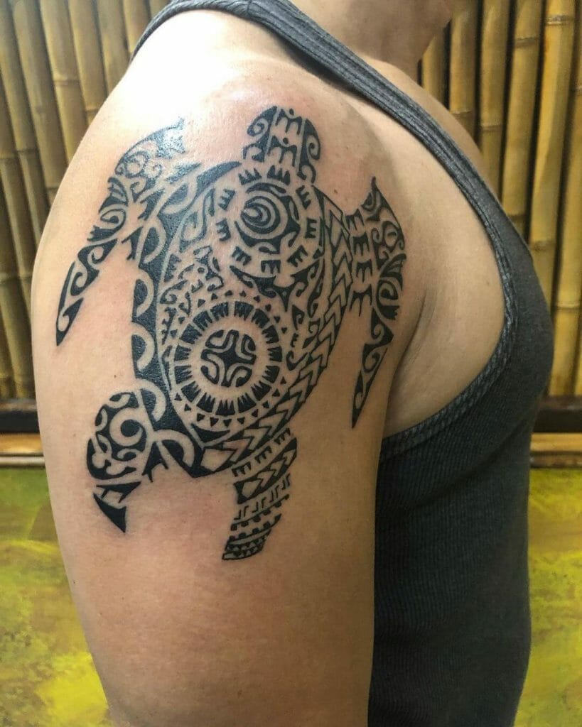 Upper Arm Tribal Turtle Tattoo Design
