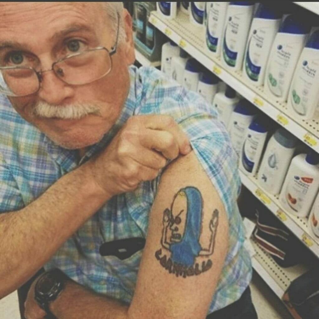 Vintage Blue Grandpa Tattoo