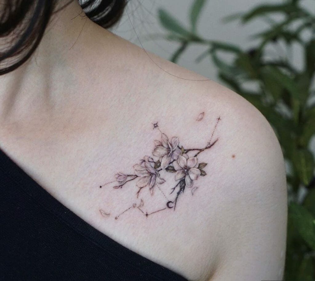 Virgo Constellation Tattoo As Flowers
