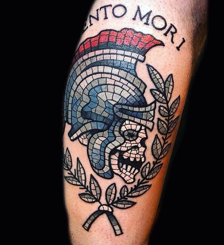 Warrior Skull Mosaic Tattoo
