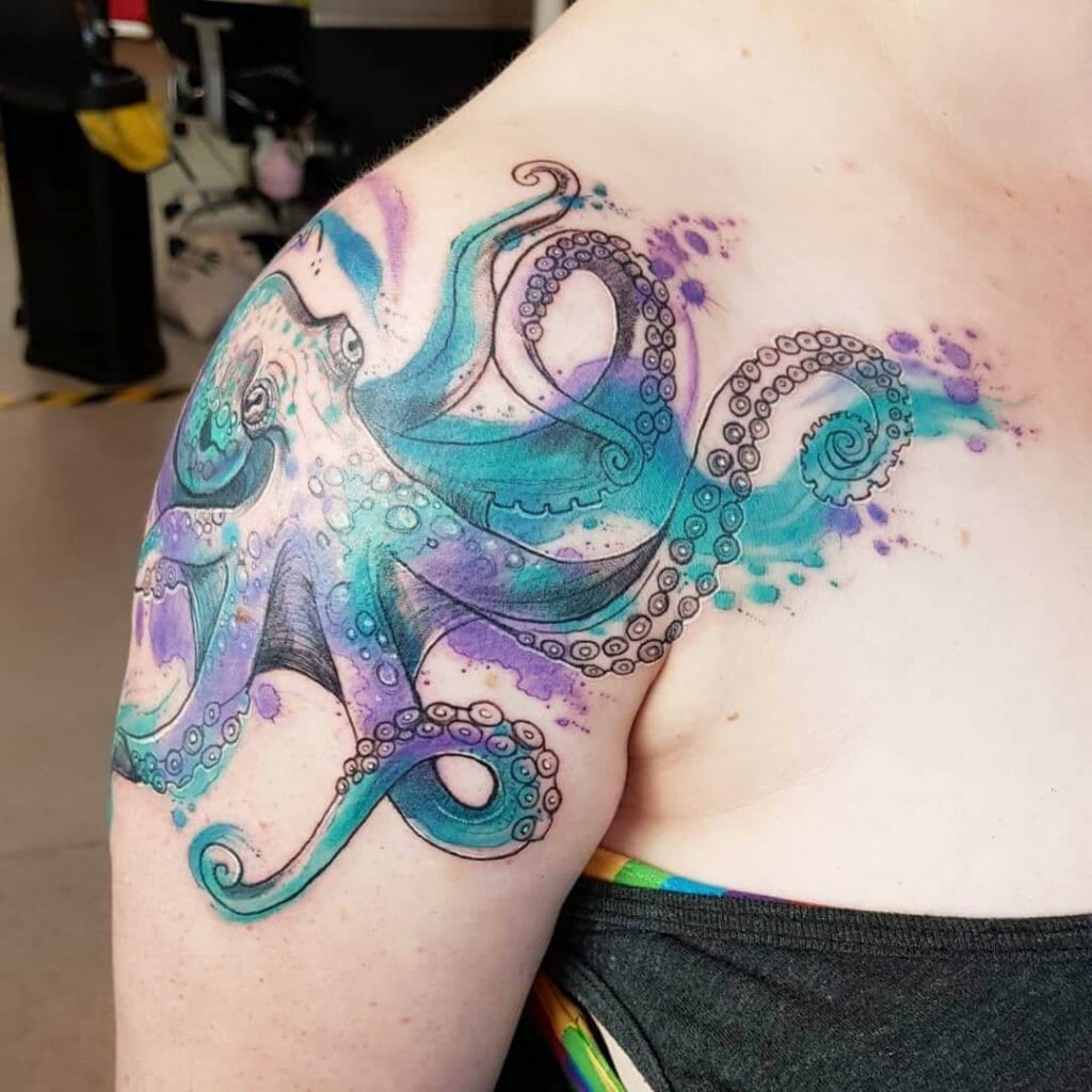 Watercolor Octopus Tattoo Design