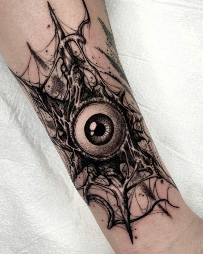 Webbed Veins Eyeball Tattoo