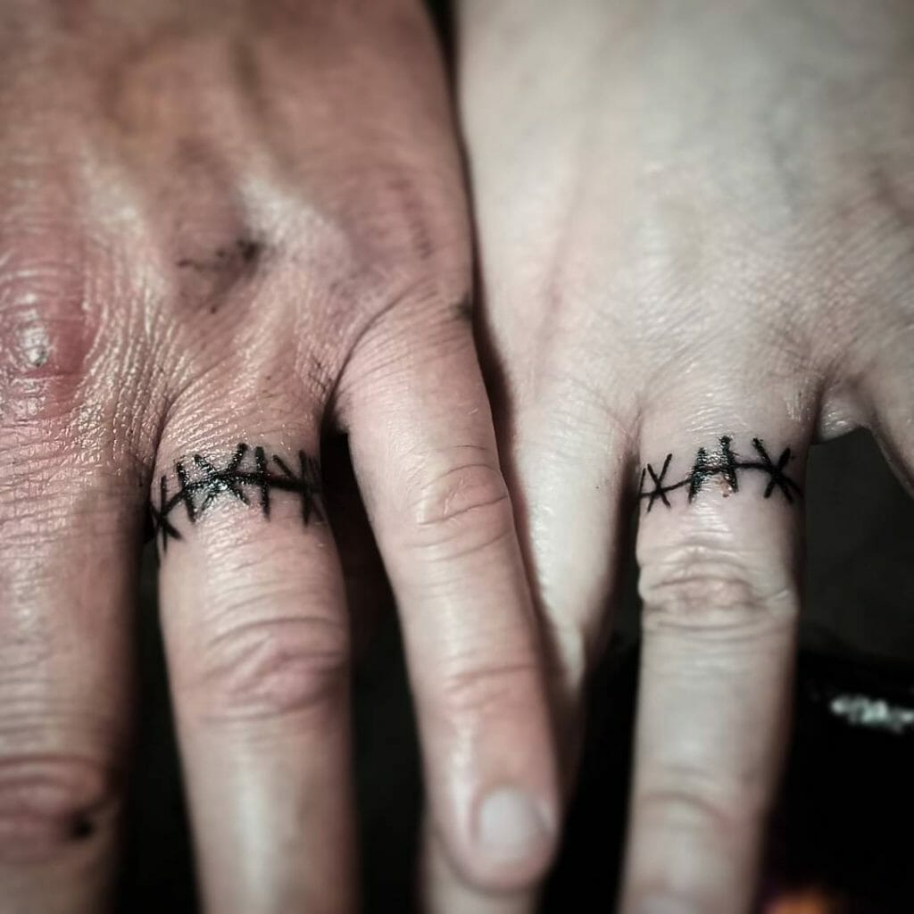 Wedding Ring Tattoo With Stitches