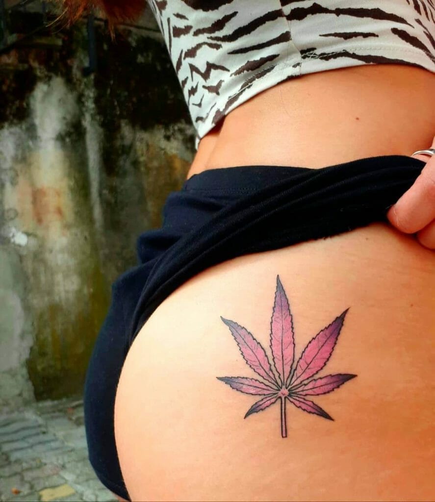 Weed Leaf Tattoo Stencil