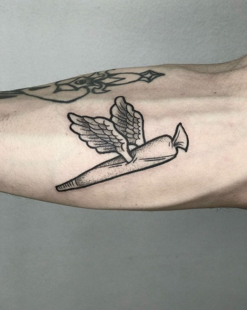 Weed Tattoo With Wings