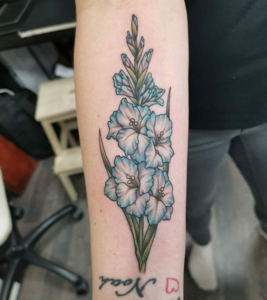 White Gladiolus Flower Tattoo