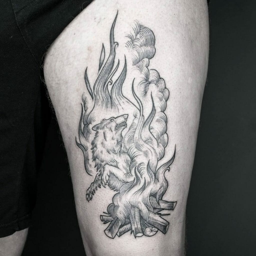 Wolfy Fire Tattoo
