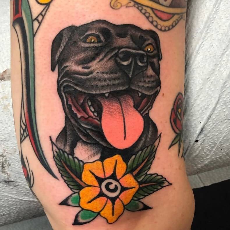 Wonderful Traditional Dog Tattoo Designs Of Your Happy Pets