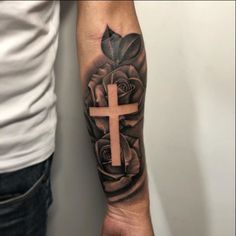 Cross and Roses Tattoo