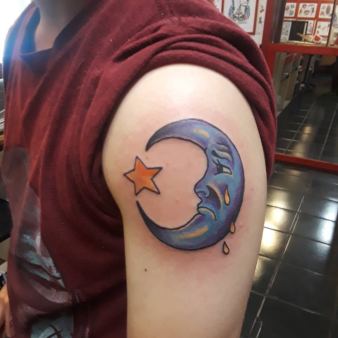 Moon And Star Tattoo