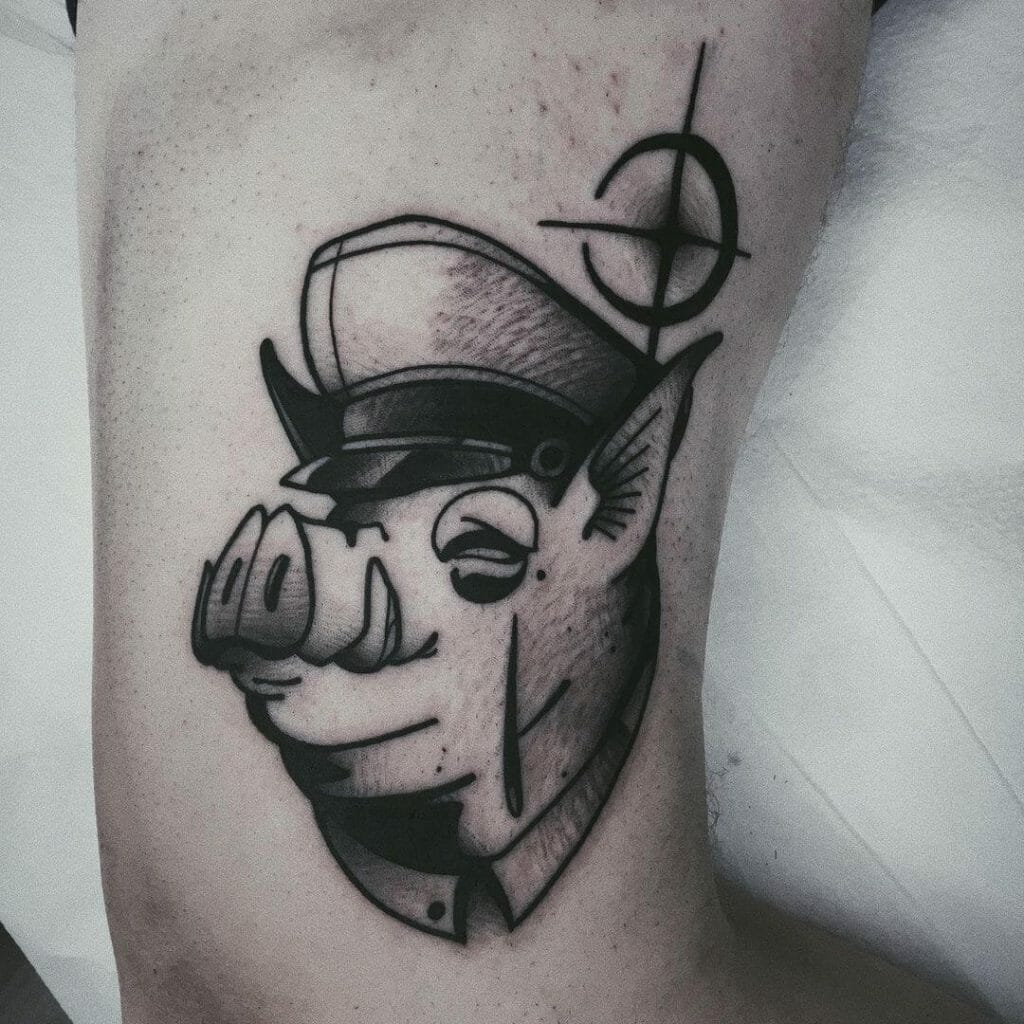 A Cute Piggy Correctional Officer Tattoo