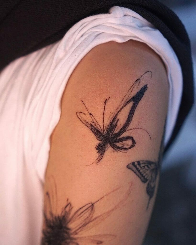 Abstract Dark Butterfly Tattoo