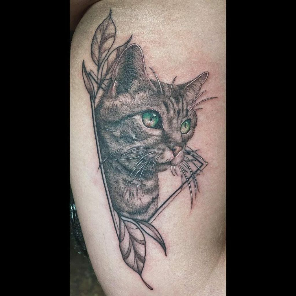 Artistic Memorial Cat Tattoo Designs