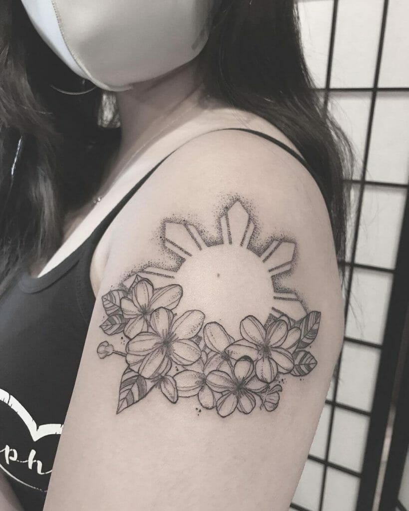 Bicep Flower Filipino Sun Tattoo Design